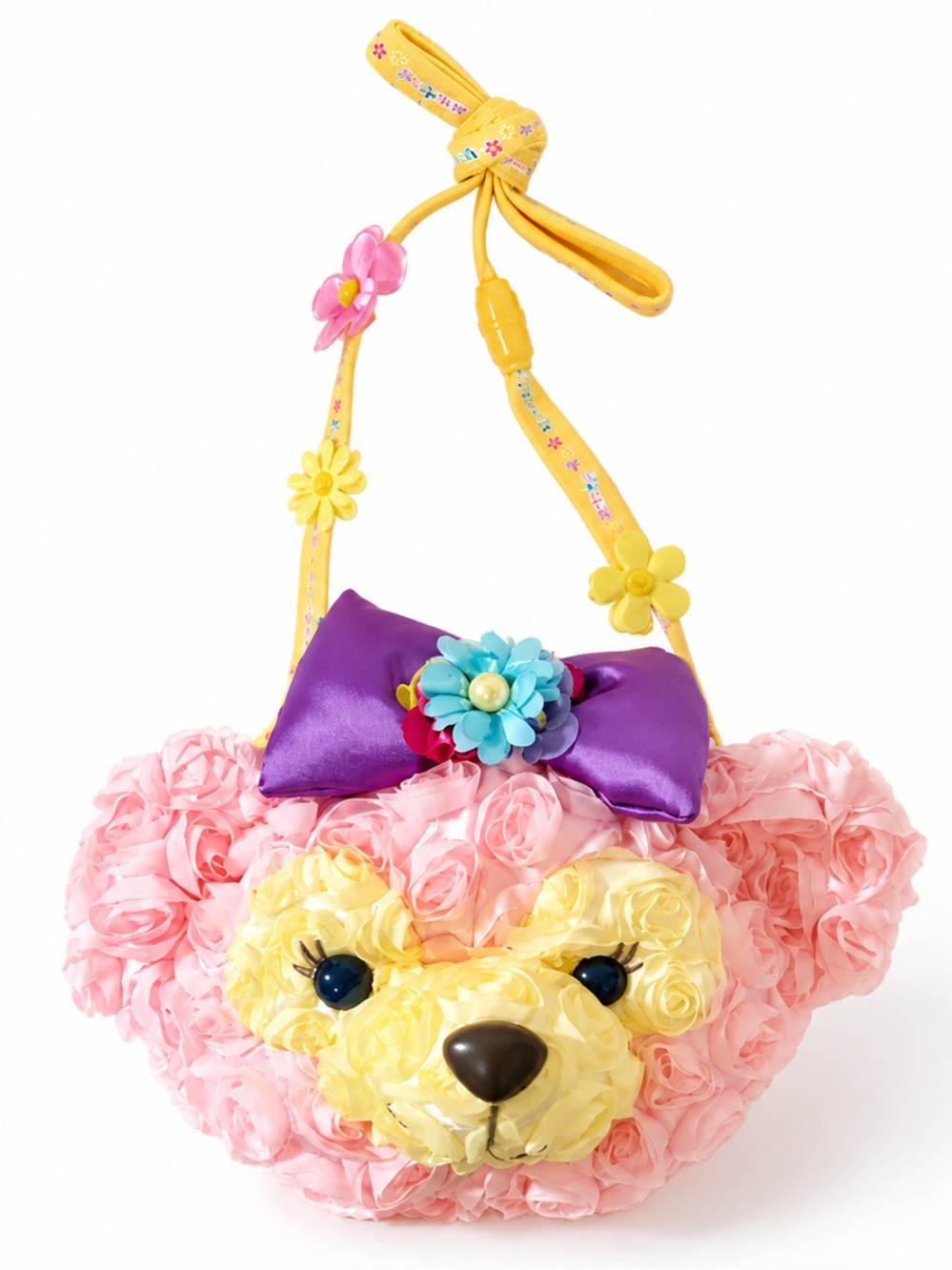 Disney Hong Kong Disneyland ShellieMay Bear Springtime Satin Rose Crossbody Bag